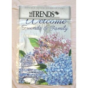 NEW‎ Flag Trends By Carson "Welcome Friends & Family" Hydrangea Garden Flag